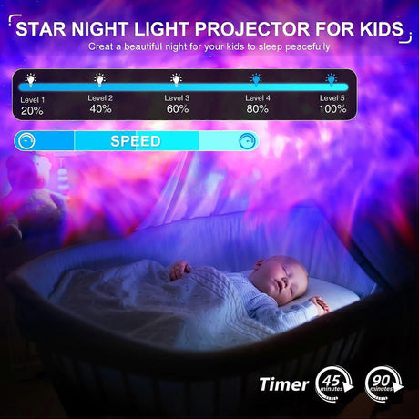 Projector with Bluetooth Speaker - LED Bedroom Light and Sound Projector