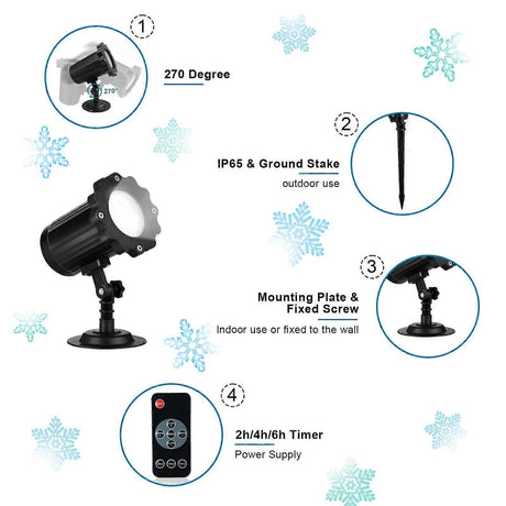 LED Snowflake Projector - Christmas Light Projector for Outdoor and Indoor Use