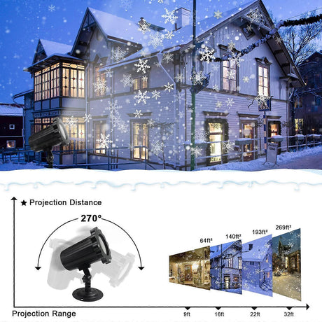 LED Snowflake Projector - Christmas Light Projector for Outdoor and Indoor Use