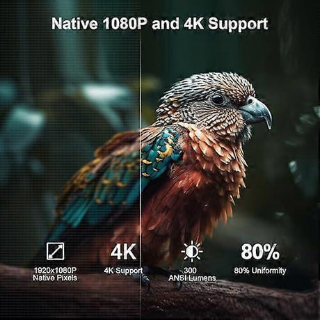 Mini Home Cinema Projector, Native 1080P, 4K Supported