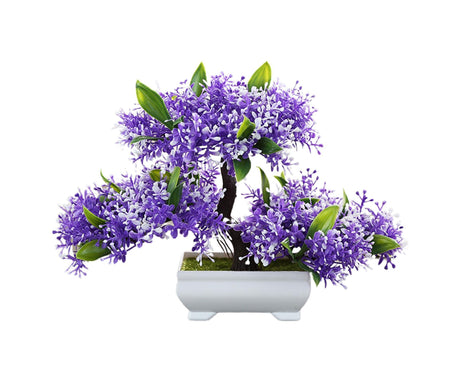 Artificial Plant Eye-catching Anti-fade Plastic Desktop Fake Potted Plants Ornaments for Home-Purple