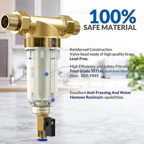 Reusable Sediment Water Filter Pre-Filter for Well Water Pipes