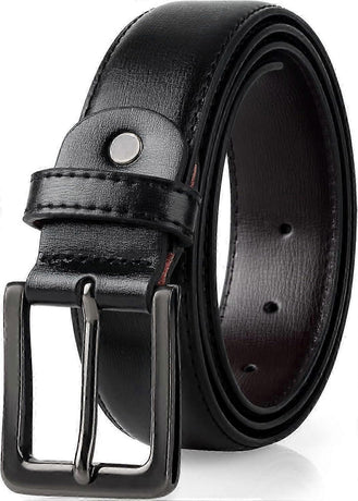 Men's Black Leather Belts, 120cm Genuine Leather Belt for Men