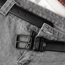 Men's Black Leather Belts, 120cm Genuine Leather Belt for Men