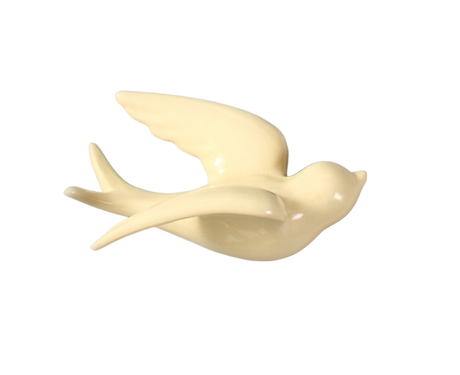 Ceramic 3D Bird Shape Wall Ornaments-Beige Yellow S