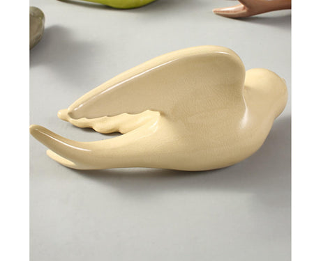 Ceramic 3D Bird Shape Wall Ornaments-Beige Yellow S