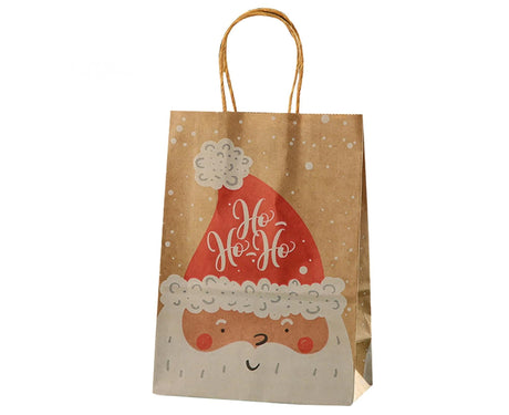 12Pcs/Set Gift Pouch Handle Design Tear Resistant Paper Merry Christmas Printed Candy Bag for Home-L