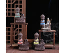 Home Fragrance Creative Little Monk Small Buddha Censer Backflow Incense Burner-Light Orange