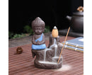 Home Fragrance Creative Little Monk Small Buddha Censer Backflow Incense Burner-Light Orange