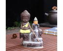 Home Fragrance Creative Little Monk Small Buddha Censer Backflow Incense Burner-Light Orange