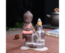 Home Fragrance Creative Little Monk Small Buddha Censer Backflow Incense Burner-Light Orange