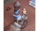 Home Fragrance Creative Little Monk Small Buddha Censer Backflow Incense Burner-Light Orange