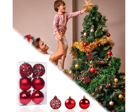 6Pcs 8cm Xmas Tree Pendant-Red 8 cm