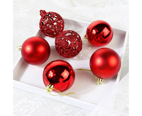 6Pcs 8cm Xmas Tree Pendant-Red 8 cm