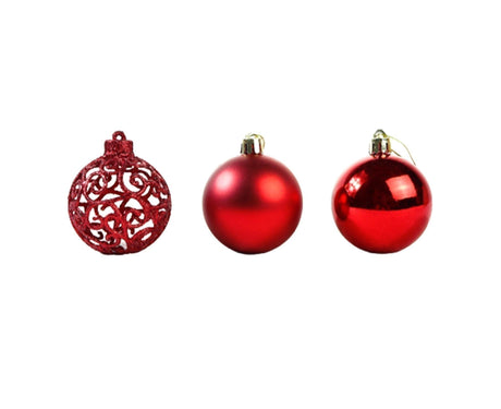 6Pcs 8cm Xmas Tree Pendant-Red 8 cm