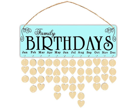 Wooden Wall Hanging DIY Calender Birthday Reminder Plaque Pendant Home Decor- F