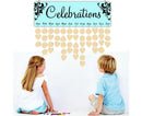 Wooden Wall Hanging DIY Calender Birthday Reminder Plaque Pendant Home Decor- F
