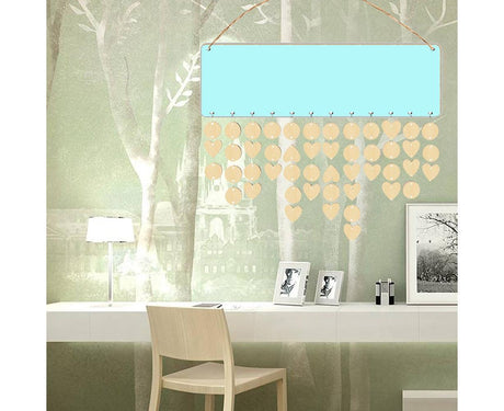 Wooden Wall Hanging DIY Calender Birthday Reminder Plaque Pendant Home Decor- F