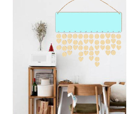 Wooden Wall Hanging DIY Calender Birthday Reminder Plaque Pendant Home Decor- F