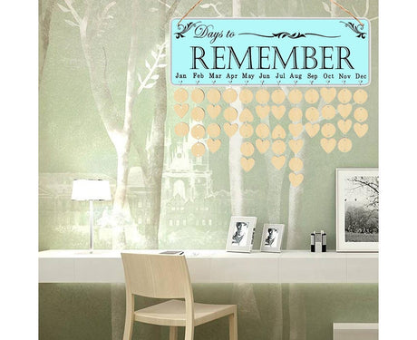 Wooden Wall Hanging DIY Calender Birthday Reminder Plaque Pendant Home Decor- F