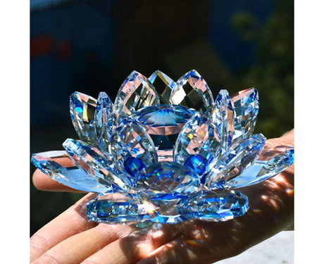 Artificial Quartz Crystal Lotus Flower Figurine Wedding Party Decor Souvenir-Pink