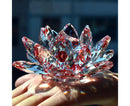 Artificial Quartz Crystal Lotus Flower Figurine Wedding Party Decor Souvenir-Pink