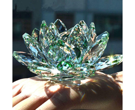 Artificial Quartz Crystal Lotus Flower Figurine Wedding Party Decor Souvenir-Pink