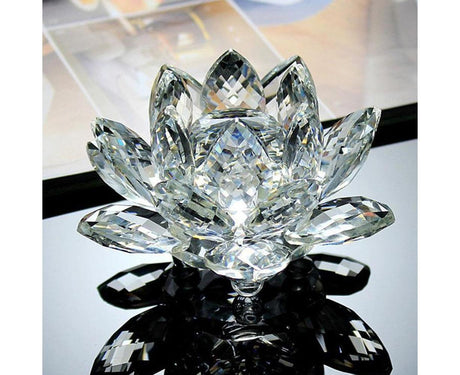 Artificial Quartz Crystal Lotus Flower Figurine Wedding Party Decor Souvenir-Pink