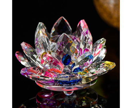 Artificial Quartz Crystal Lotus Flower Figurine Wedding Party Decor Souvenir-Pink