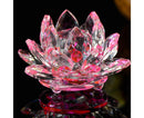 Artificial Quartz Crystal Lotus Flower Figurine Wedding Party Decor Souvenir-Pink