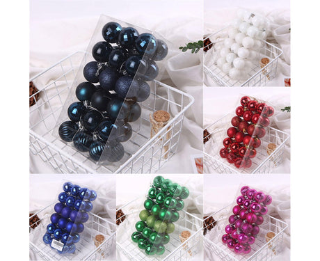 36Pcs Christmas Tree Balls Festival Home Party Mall Xmas Hanging Decor Ornament-Red