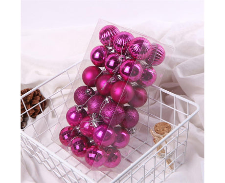 36Pcs Christmas Tree Balls Festival Home Party Mall Xmas Hanging Decor Ornament-Red