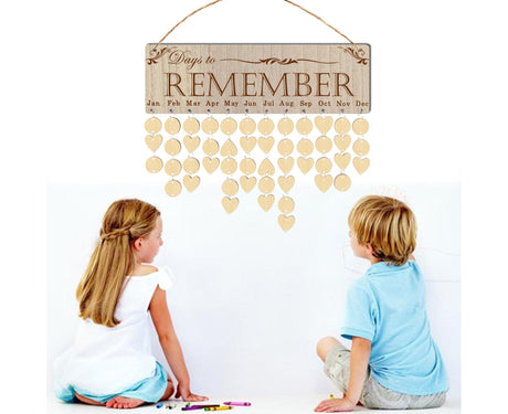 Wall Hanging Calendar Wooden Words Print Family Home Ornaments Office Decor- A