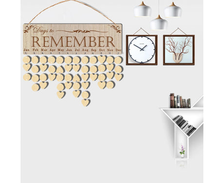Wall Hanging Calendar Wooden Words Print Family Home Ornaments Office Decor- A