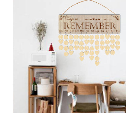Wall Hanging Calendar Wooden Words Print Family Home Ornaments Office Decor- A