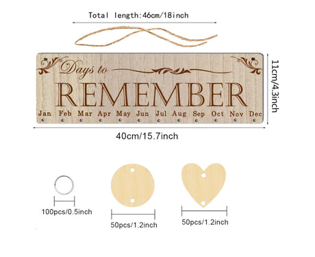 Wall Hanging Calendar Wooden Words Print Family Home Ornaments Office Decor- A