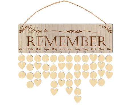 Wall Hanging Calendar Wooden Words Print Family Home Ornaments Office Decor- A