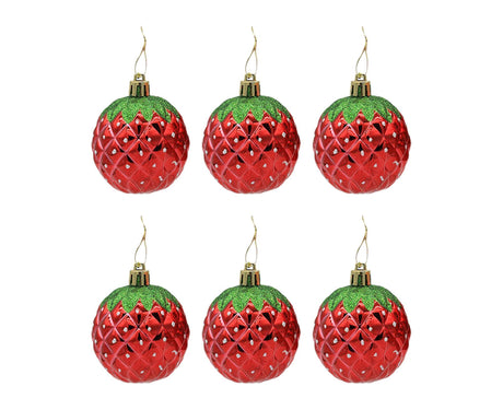 6Pcs Strawberry Ball Pendants-8 cm