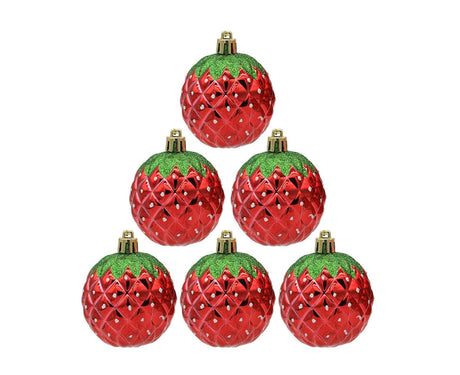6Pcs Strawberry Ball Pendants-8 cm