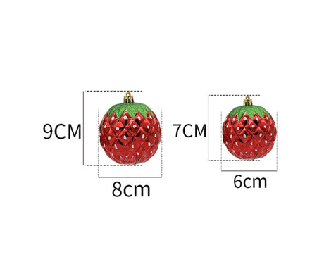 6Pcs Strawberry Ball Pendants-8 cm