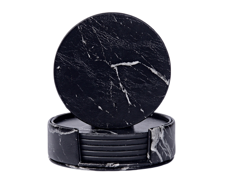 6Pcs Faux Leather Marble Coasters Cup Mat Pad Holder Placemat Dining Table Decor- B