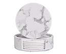 6Pcs Faux Leather Marble Coasters Cup Mat Pad Holder Placemat Dining Table Decor- B