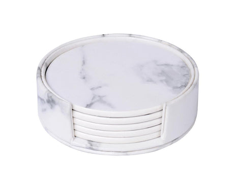 6Pcs Faux Leather Marble Coasters Cup Mat Pad Holder Placemat Dining Table Decor- B