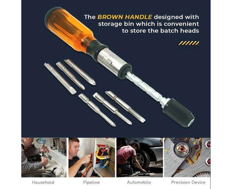 1 Set Screwdrivers Demountable High Precision Metal Hand Pressing Nut Drivers Hand Tools-Yellow