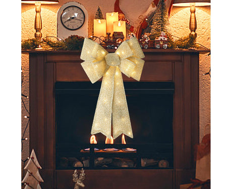 Xmas Tree Wreath Bow Pendant for Party-Golden