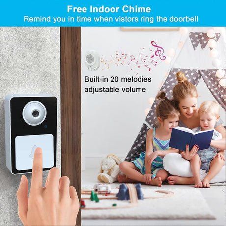 Wireless Video Doorbell Camera with Chime, Rechargeable Cordless Smart Doorbell