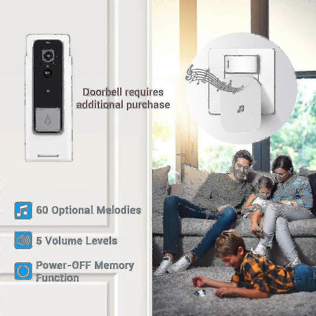 Ring Doorbell Wireless Chime Plug-In, Smart Video Doorbell Prompt Voice