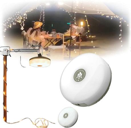 9M Camping LED String Lights, Rechargeable Quick Roll Up Tent Lighting