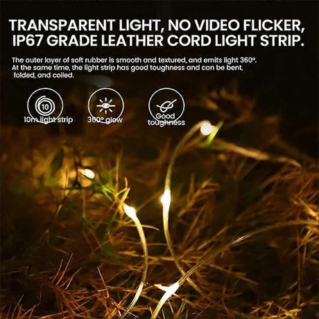 9M Camping LED String Lights, Rechargeable Quick Roll Up Tent Lighting