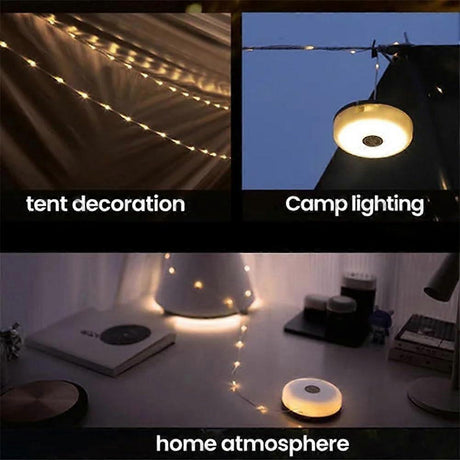 9M Camping LED String Lights, Rechargeable Quick Roll Up Tent Lighting